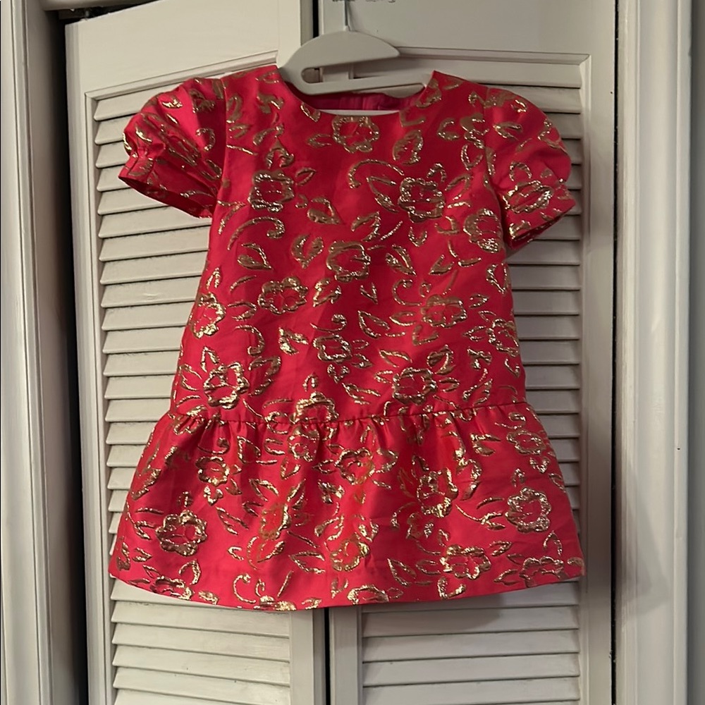 Lily Pulitzer Floral Pink and Gold Kids Dress